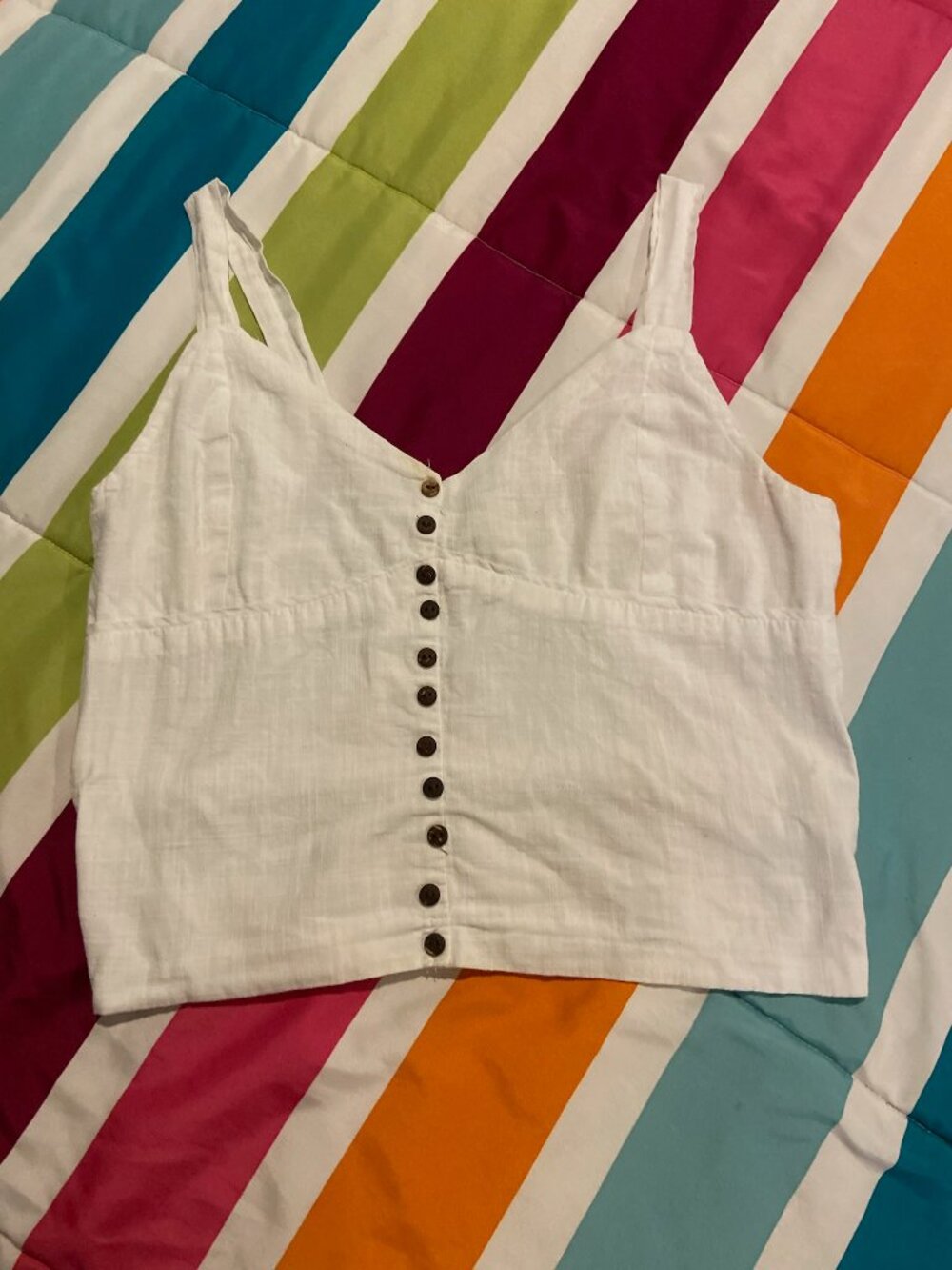 Like New White Button Front Women’s Tank Top Sz M